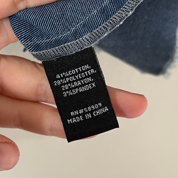 Chelsea & Violet Stretchy Denim Raw Hem Boho Top - Picture 5 of 5